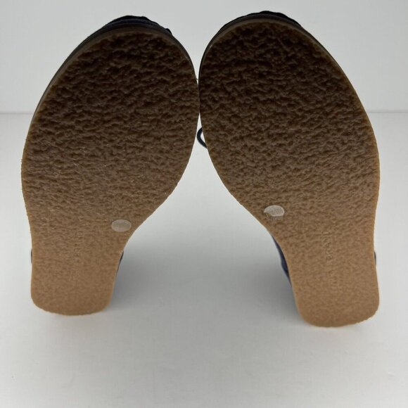 Lucky Brand Blue Suede Leather Chukka Boots Womens Size 5.5 Lace-Up Wedge Shoes - Picture 8 of 9